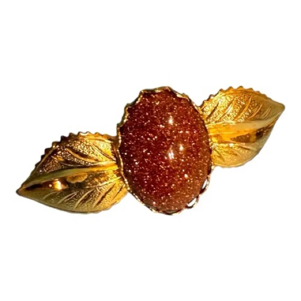 Elegant Gold and Brown Leaf Brooch